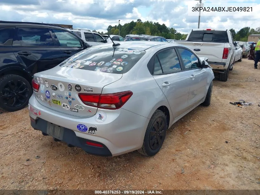 2018 Kia Rio S VIN: 3KPA24ABXJE049821 Lot: 40376253