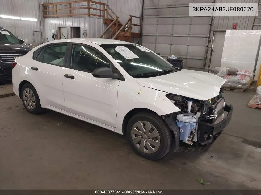 2018 Kia Rio Lx/S VIN: 3KPA24AB3JE080070 Lot: 40377341