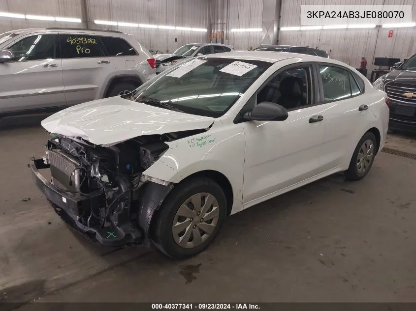 3KPA24AB3JE080070 2018 Kia Rio Lx/S