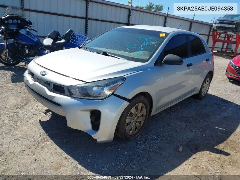 2018 Kia Rio Lx VIN: 3KPA25AB0JE094353 Lot: 40454659