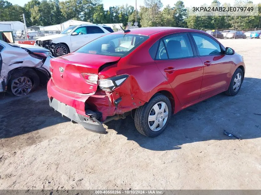 2018 Kia Rio S VIN: 3KPA24AB2JE079749 Lot: 40558266