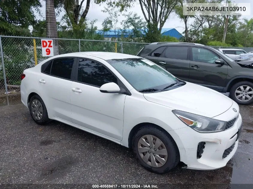 2018 Kia Rio S VIN: 3KPA24AB6JE103910 Lot: 40559417