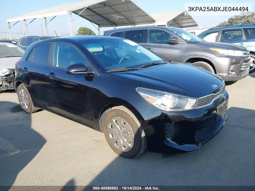 2018 Kia Rio S VIN: 3KPA25ABXJE044494 Lot: 40596982