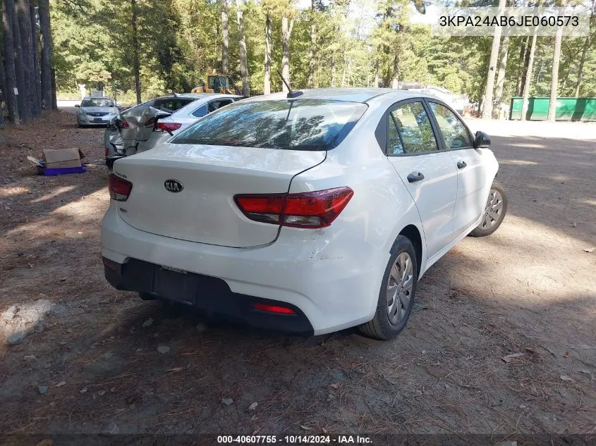 2018 Kia Rio Lx VIN: 3KPA24AB6JE060573 Lot: 40607755