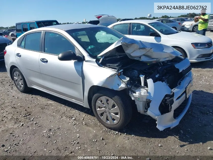 2018 Kia Rio Lx VIN: 3KPA24AB8JE062762 Lot: 40659781