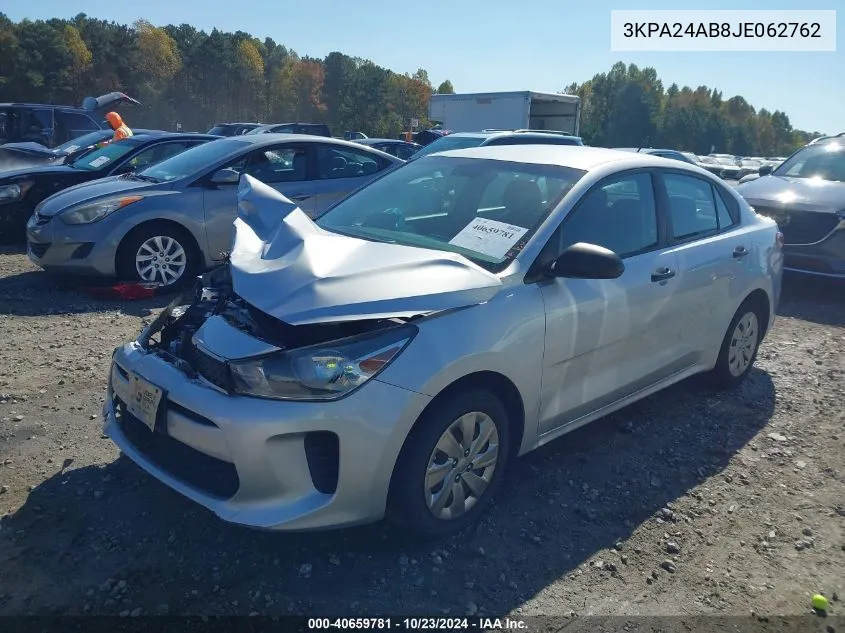 2018 Kia Rio Lx VIN: 3KPA24AB8JE062762 Lot: 40659781