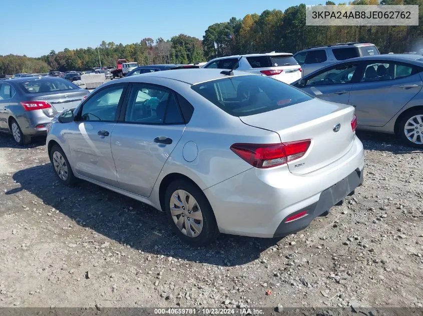 2018 Kia Rio Lx VIN: 3KPA24AB8JE062762 Lot: 40659781