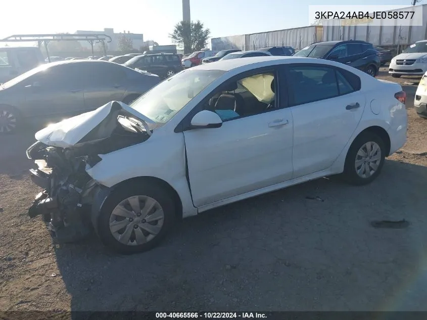 2018 Kia Rio S VIN: 3KPA24AB4JE058577 Lot: 40665566