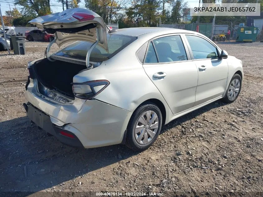 2018 Kia Rio S VIN: 3KPA24AB1JE065762 Lot: 40675134