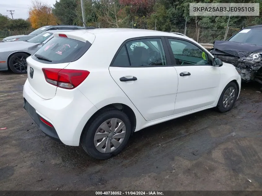 2018 Kia Rio Lx VIN: 3KPA25AB3JE095108 Lot: 40738052