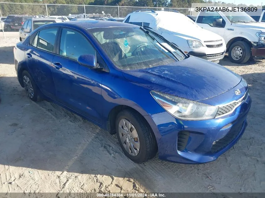 2018 Kia Rio S VIN: 3KPA24AB6JE136809 Lot: 40754384