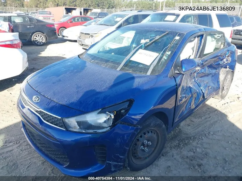 2018 Kia Rio S VIN: 3KPA24AB6JE136809 Lot: 40754384