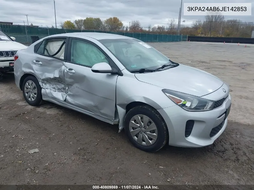 2018 Kia Rio S VIN: 3KPA24AB6JE142853 Lot: 40809869