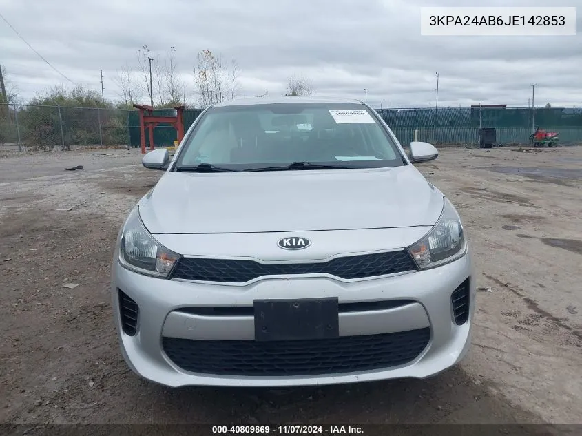 2018 Kia Rio S VIN: 3KPA24AB6JE142853 Lot: 40809869