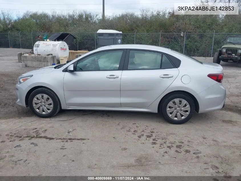 2018 Kia Rio S VIN: 3KPA24AB6JE142853 Lot: 40809869