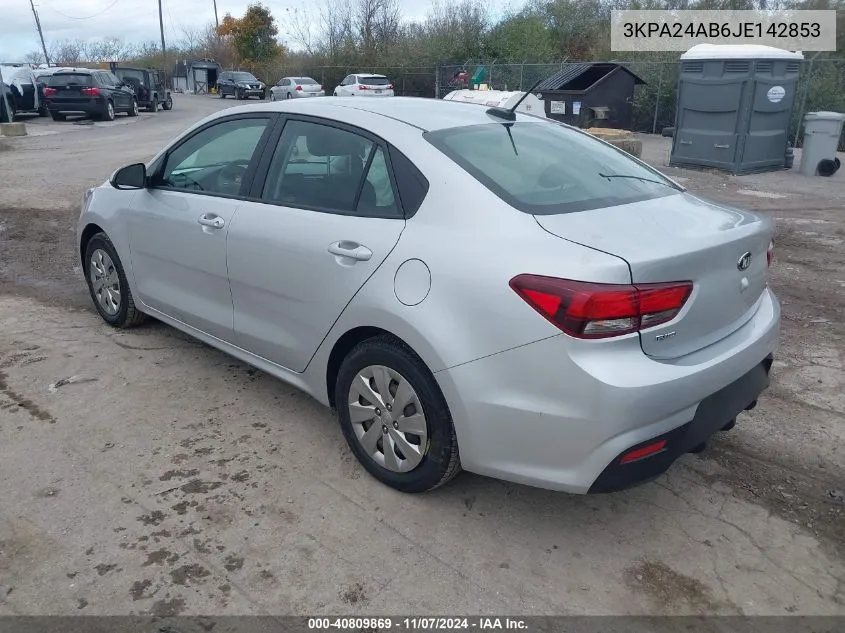 2018 Kia Rio S VIN: 3KPA24AB6JE142853 Lot: 40809869