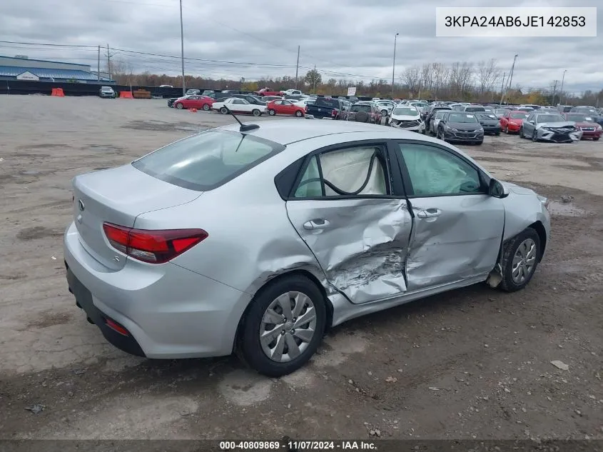 2018 Kia Rio S VIN: 3KPA24AB6JE142853 Lot: 40809869