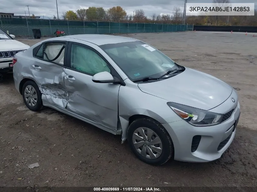 2018 Kia Rio S VIN: 3KPA24AB6JE142853 Lot: 40809869