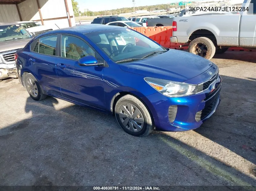 2018 Kia Rio S VIN: 3KPA24AB7JE125284 Lot: 40830791