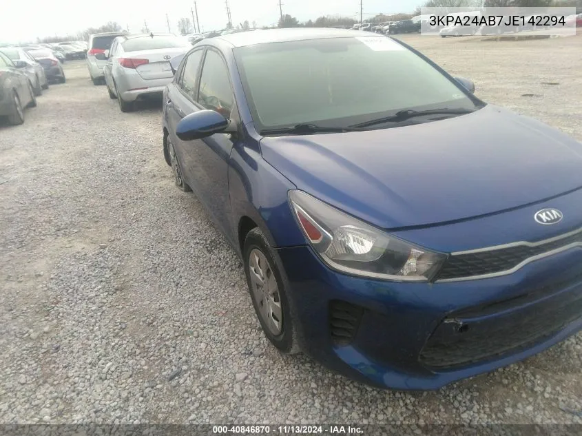 2018 Kia Rio S VIN: 3KPA24AB7JE142294 Lot: 40846870