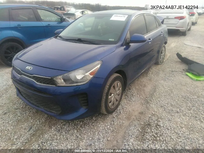 2018 Kia Rio S VIN: 3KPA24AB7JE142294 Lot: 40846870