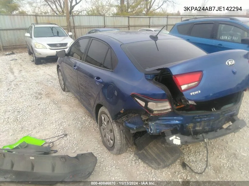 2018 Kia Rio S VIN: 3KPA24AB7JE142294 Lot: 40846870