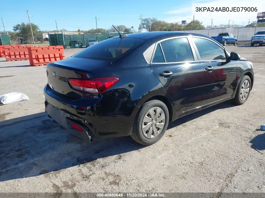 2018 Kia Rio Lx VIN: 3KPA24AB0JE079006 Lot: 40880649