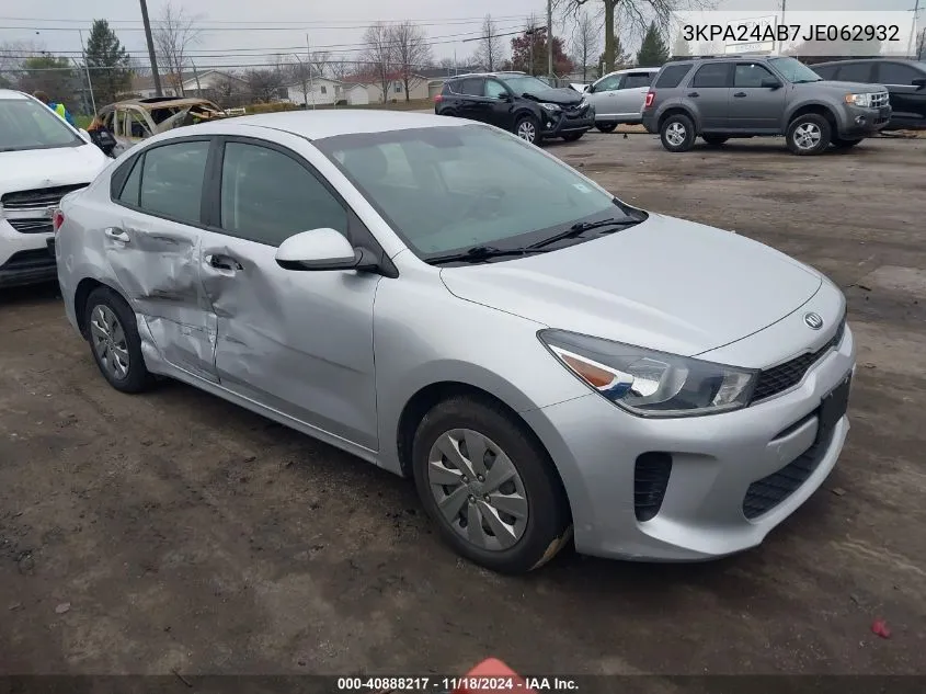 2018 Kia Rio S VIN: 3KPA24AB7JE062932 Lot: 40888217