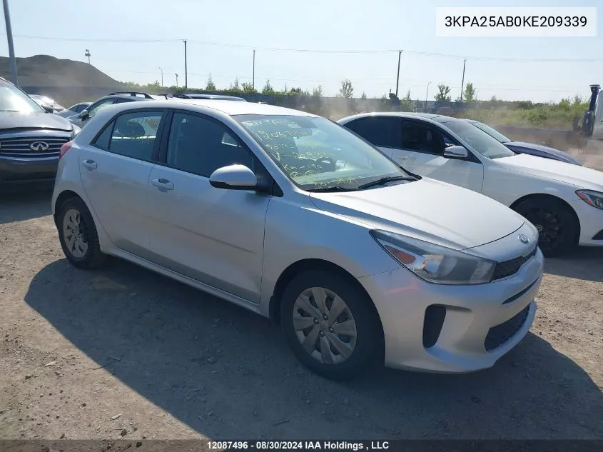 2019 Kia Rio VIN: 3KPA25AB0KE209339 Lot: 12087496