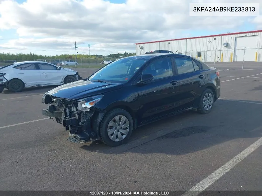 2019 Kia Rio VIN: 3KPA24AB9KE233813 Lot: 12097120