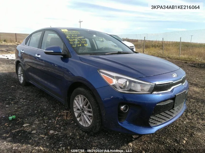 2019 Kia Rio VIN: 3KPA34AB1KE216064 Lot: 12097755