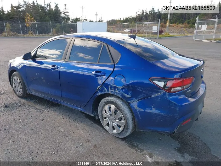 2019 Kia Rio VIN: 3KPA24AB5KE165509 Lot: 12131401