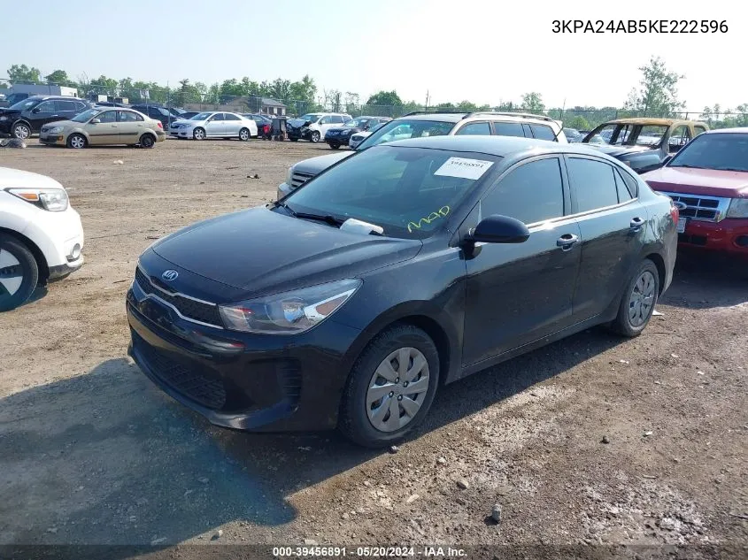 2019 Kia Rio Lx VIN: 3KPA24AB5KE222596 Lot: 39456891