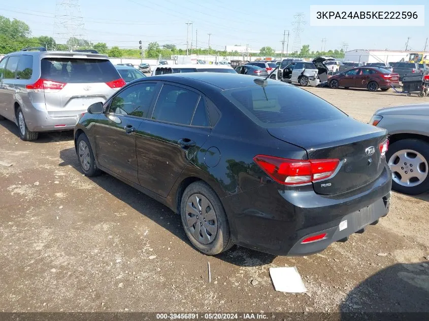 2019 Kia Rio Lx VIN: 3KPA24AB5KE222596 Lot: 39456891