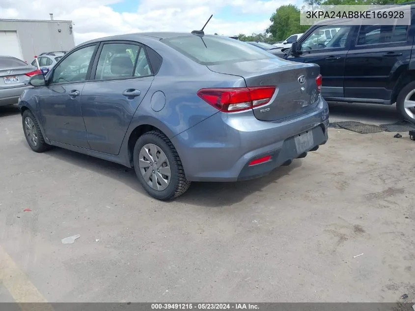 2019 Kia Rio S VIN: 3KPA24AB8KE166928 Lot: 39491215