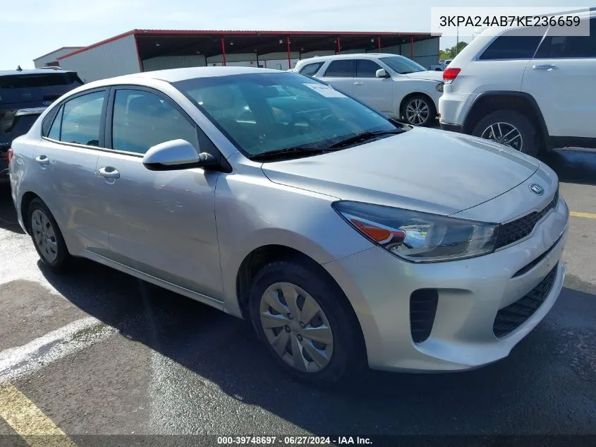 2019 Kia Rio Lx VIN: 3KPA24AB7KE236659 Lot: 39748697