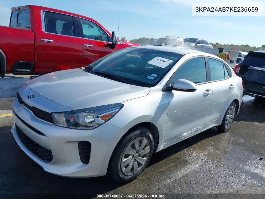 2019 Kia Rio Lx VIN: 3KPA24AB7KE236659 Lot: 39748697