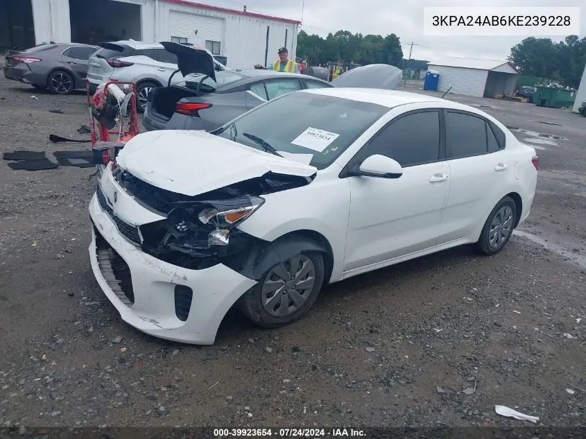 2019 Kia Rio S VIN: 3KPA24AB6KE239228 Lot: 39923654