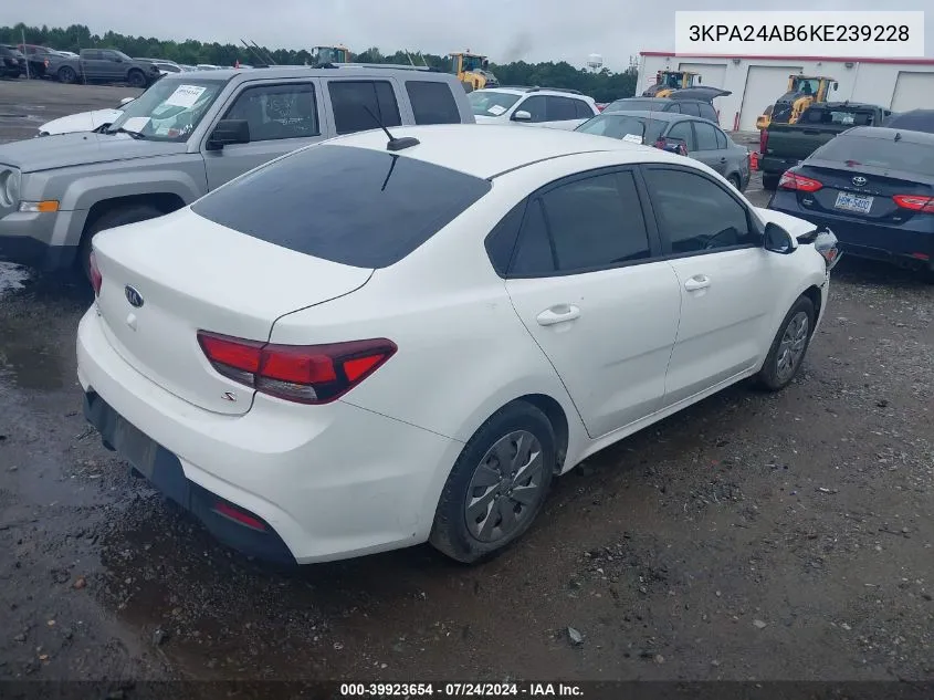 3KPA24AB6KE239228 2019 Kia Rio S