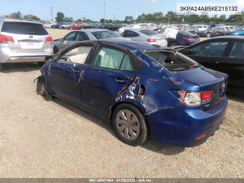 2019 Kia Rio S VIN: 3KPA24AB5KE215132 Lot: 39967564