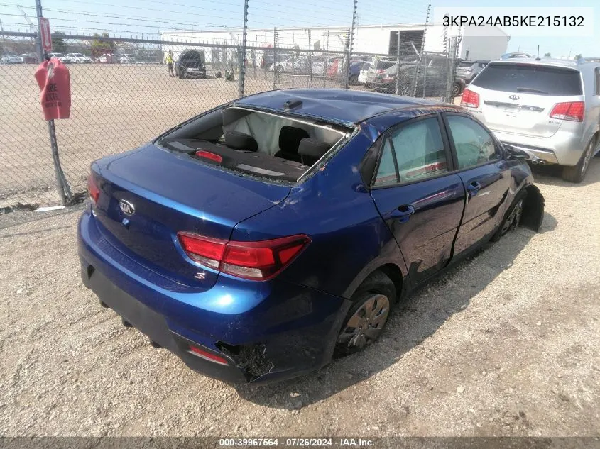 2019 Kia Rio S VIN: 3KPA24AB5KE215132 Lot: 39967564