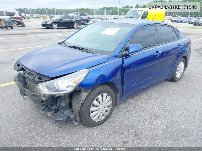 2019 Kia Rio S VIN: 3KPA24AB1KE171548 Lot: 39973944