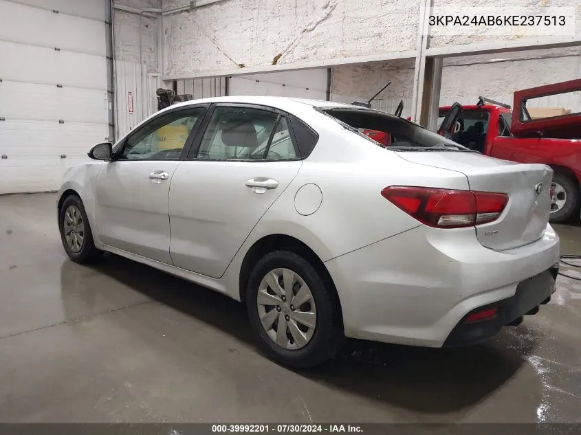 2019 Kia Rio Lx VIN: 3KPA24AB6KE237513 Lot: 39992201