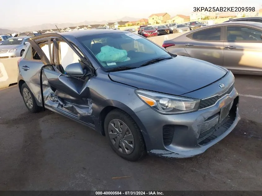 3KPA25AB2KE209598 2019 Kia Rio 5-Door S