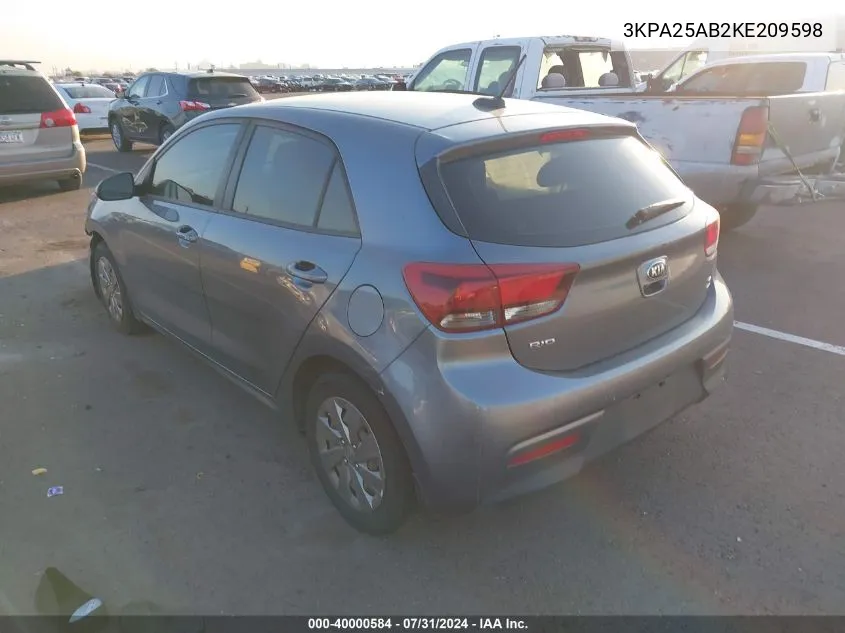 3KPA25AB2KE209598 2019 Kia Rio 5-Door S