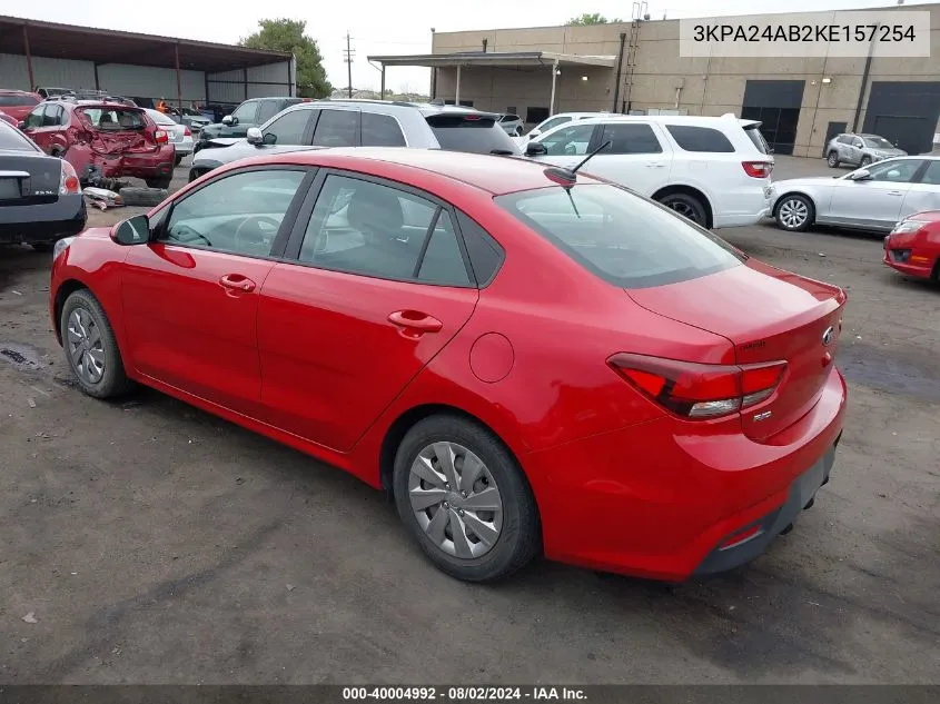 2019 Kia Rio S VIN: 3KPA24AB2KE157254 Lot: 40004992