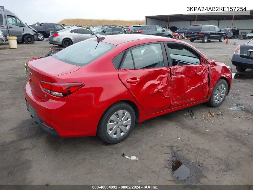 2019 Kia Rio S VIN: 3KPA24AB2KE157254 Lot: 40004992