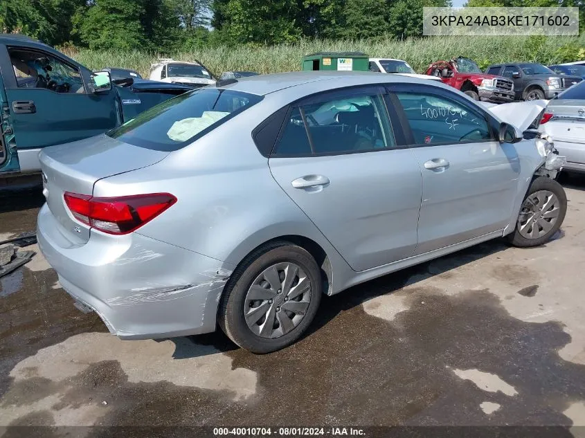 3KPA24AB3KE171602 2019 Kia Rio S