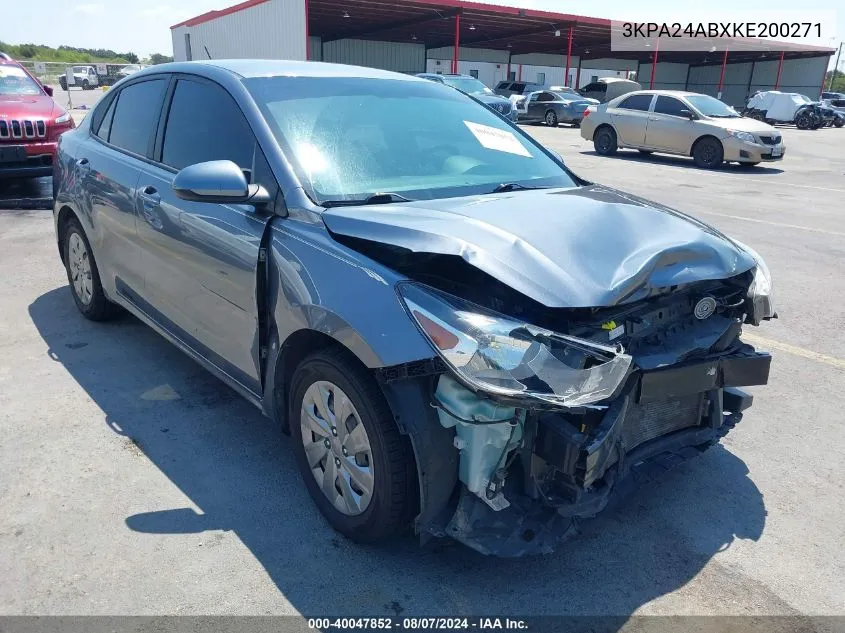 2019 Kia Rio S VIN: 3KPA24ABXKE200271 Lot: 40047852