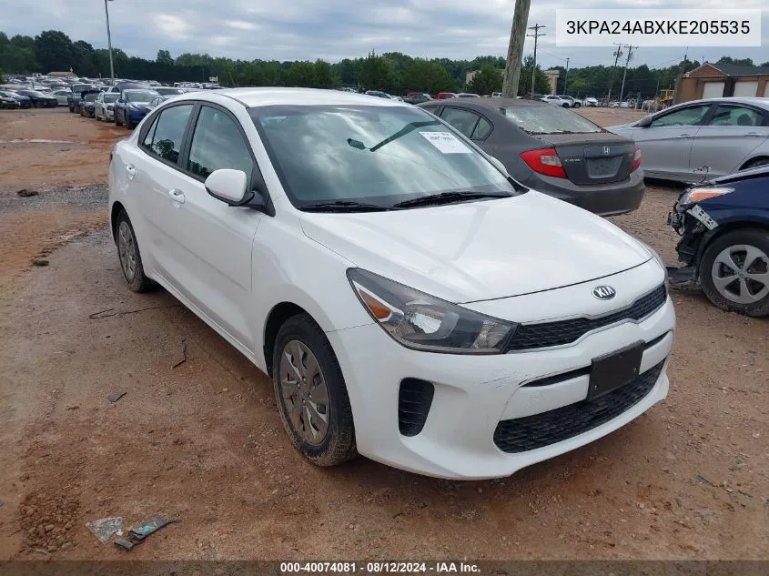 2019 Kia Rio S VIN: 3KPA24ABXKE205535 Lot: 40074081